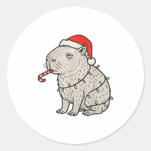 Capybara Smoking Christmas Ugly Cigarette Gen Z  Ronde Sticker (Voorkant)