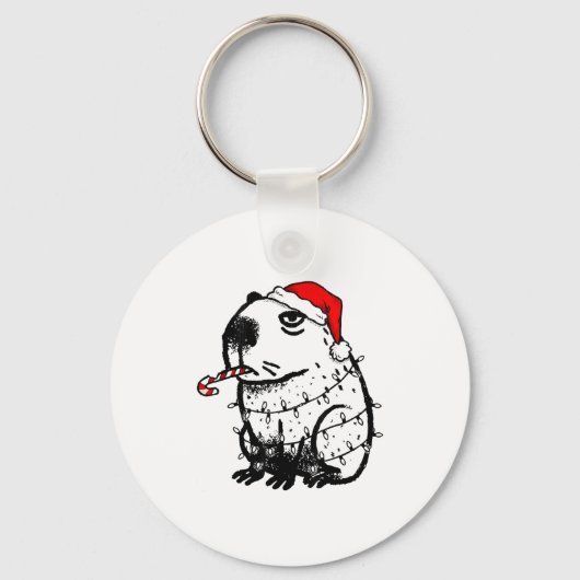 Capybara Smoking Christmas Ugly Cigarette Gen Z Sleutelhanger (Voorkant)