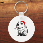 Capybara Smoking Christmas Ugly Cigarette Gen Z Sleutelhanger (Voorkant)