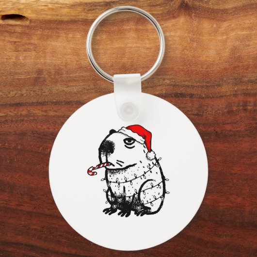 Capybara Smoking Christmas Ugly Cigarette Gen Z Sleutelhanger (Voorkant)