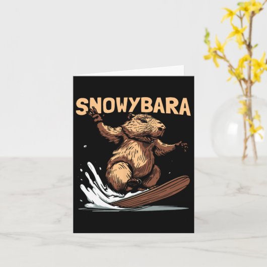 Capybara Snowboard - Snowboarder Sneeuw Kaart (Gele Bloem)