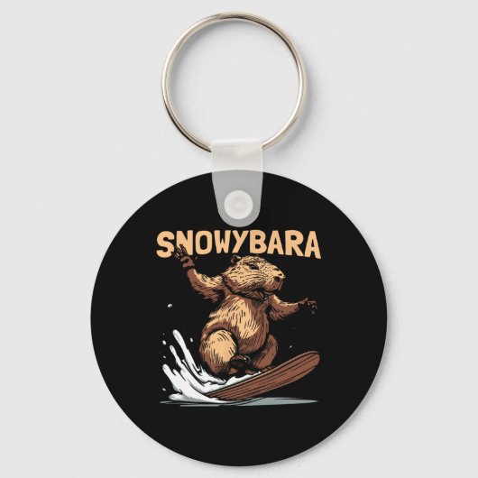 Capybara Snowboard - Snowboarder Sneeuw Sleutelhanger (Voorkant)