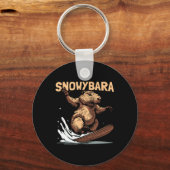 Capybara Snowboard - Snowboarder Sneeuw Sleutelhanger (Voorkant)