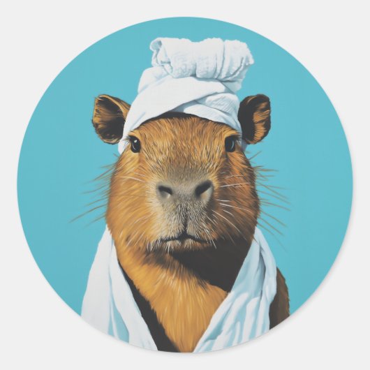 Capybara Spa Day Ronde Sticker (Voorkant)