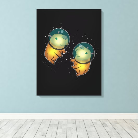 Capybara Space Astronaut Gifts Kinder Capybara Canvas Afdruk (Insitu (Houten vloer))