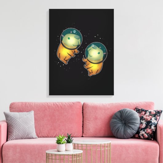 Capybara Space Astronaut Gifts Kinder Capybara Canvas Afdruk (Insitu (Woonkamer))