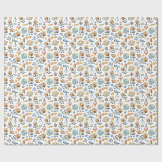 Capybara Space Pattern Wrapping Papierrol Cadeaupapier (Vlak)