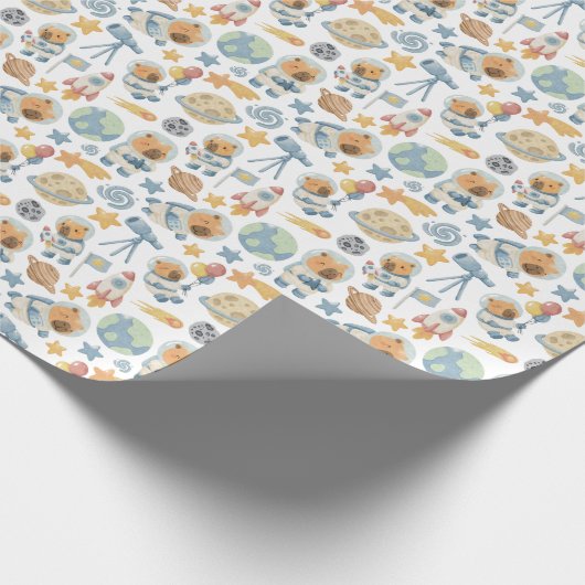 Capybara Space Pattern Wrapping Papierrol Cadeaupapier (Hoek)