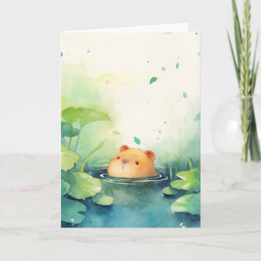 Capybara Speelse Blik vanuit het Water Kaart (Voorkant)