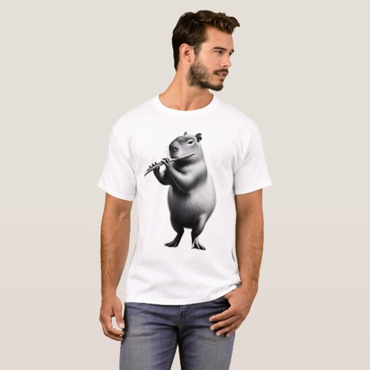  Capybara speelt fluit T-shirt (Voorkant volledig)