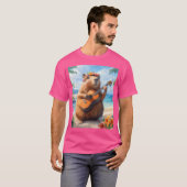Capybara speelt gitaar Ukulele Beach Hawaii Grappi T-shirt (Voorkant volledig)