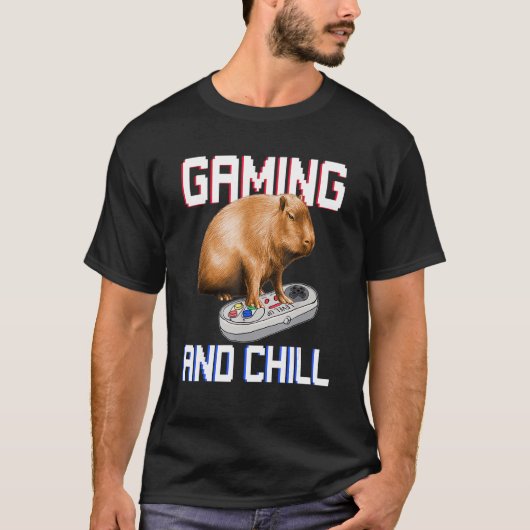 Capybara speelt videogame in het wild dier capyba t-shirt (Voorkant)