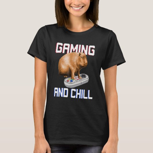 Capybara speelt videogame in het wild dier Capyba T-shirt (Voorkant)
