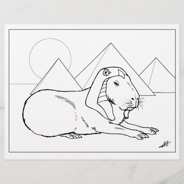 Capybara Sphinx - kleurplaat. (Voorkant)