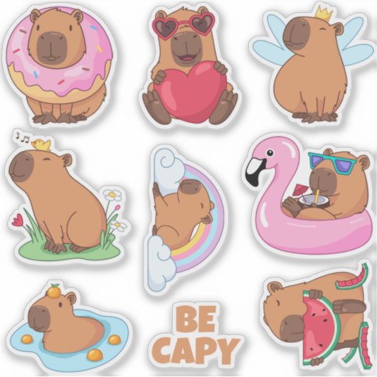 Capybara stickerpakket sticker (Voorkant)