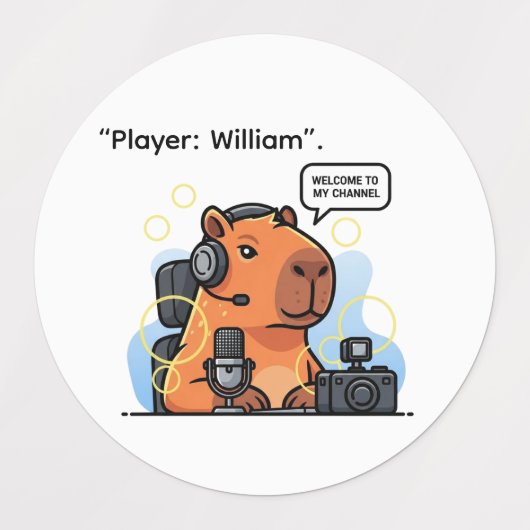Capybara Streamer Sticker – Custom Gamer Design (Design 1)