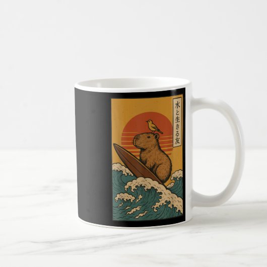 Capybara Surfen Japans Koffiemok (Rechts)