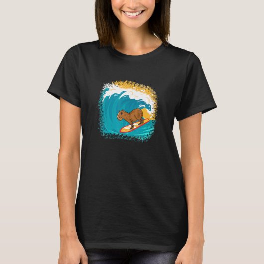 Capybara Surfen Jongens Mannen Leuk Dier Capybara  T-shirt (Voorkant)