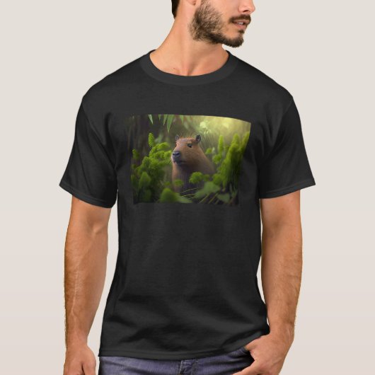 Capybara surrounded by plants t-shirt (Voorkant)