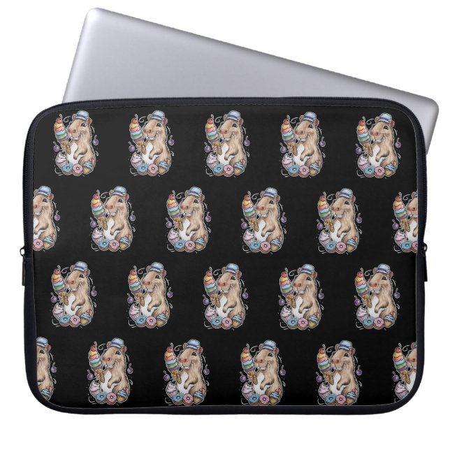 Capybara Sweets Donuts Cupcakes snoepjes Laptop Sleeve (Voorkant)