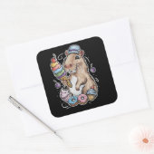 Capybara Sweets Donuts Cupcakes snoepjes Vierkante Sticker (Envelop)