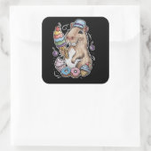 Capybara Sweets Donuts Cupcakes snoepjes Vierkante Sticker (Tas)