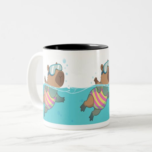 Capybara Swimmer Mok | Schattigee koffie met zwemt (Voorkant links)