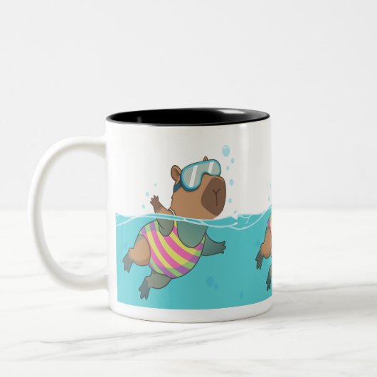 Capybara Swimmer Mok | Schattigee koffie met zwemt (Links)