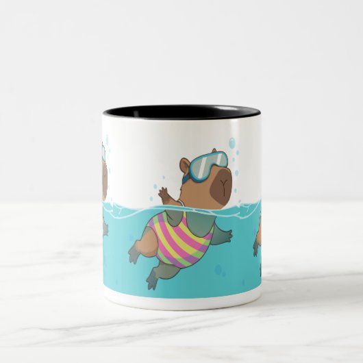 Capybara Swimmer Mok | Schattigee koffie met zwemt (Center)