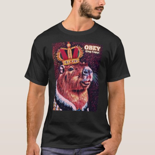 Capybara T-shirt - Obey King Capy! - Cool Capybara (Voorkant)
