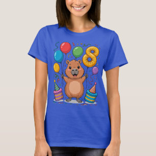 Capybara T-shirt voor Meisjes 8 Verjaardagsfeest