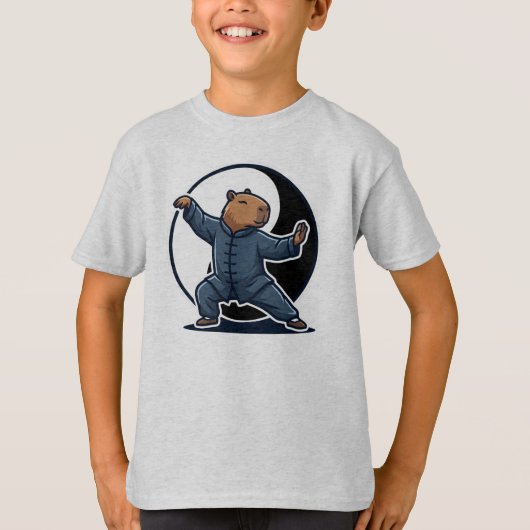 Capybara Tai Chi Master Yin Yang Martial Arts T-shirt (Voorkant)