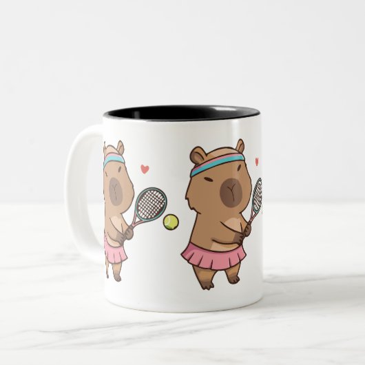 Capybara Tennis Mok | Grappige sportliefhebber kof (Voorkant links)