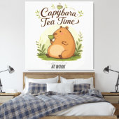 Capybara Theetijd | Schattige Capybara die Thee Dr Canvas Afdruk (Insitu (Slaapkamer))