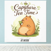Capybara Theetijd | Schattige Capybara die Thee Dr Canvas Afdruk (Insitu (Houten vloer))