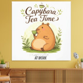 Capybara Theetijd | Schattige Capybara die Thee Dr Canvas Afdruk (Insitu (Woonkamer))