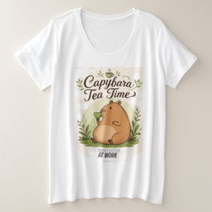 Capybara Theetijd Schattige Capybara die Thee Dr Grote Maat T-shirt
