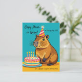 Capybara Thema Verjaardagsuitnodiging Postkaart (Staand voorkant)