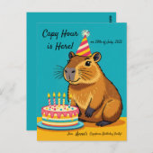 Capybara Thema Verjaardagsuitnodiging Postkaart (Voorkant / Achterkant)