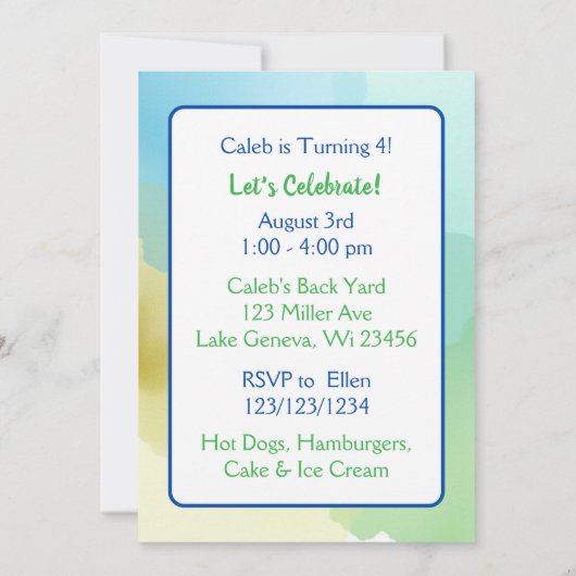  Capybara Themed Boy's Birthday Party Kaart (Achterkant)