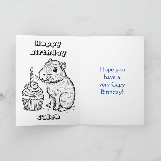  Capybara Themed Boy's Birthday Party Personalized Kaart (Binnen)