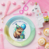  Capybara Themed Boy's Birthday Party Personalized Papieren Bordje (Feest)