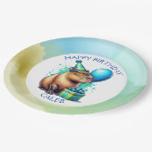  Capybara Themed Boy's Birthday Party Personalized Papieren Bordje (Gekanteld)