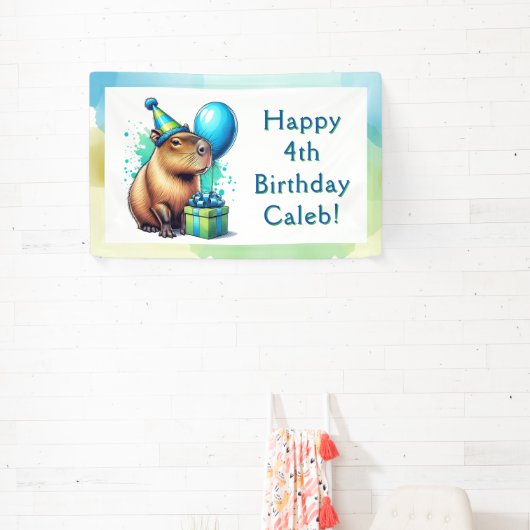  Capybara Themed Boy's Birthday Party Personalized Spandoek (Insitu)
