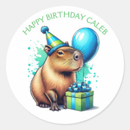  Capybara Themed Boy's Birthday Party Ronde Sticker