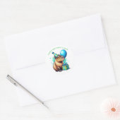  Capybara Themed Boy's Birthday Party Ronde Sticker (Envelop)