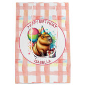 Capybara themed Girl's Birthday Party Medium Cadeauzakje (Achterkant)