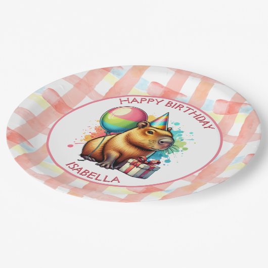 Capybara themed Girl's Birthday Party Papieren Bordje (Gekanteld)