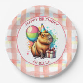 Capybara themed Girl's Birthday Party Papieren Bordje (Voorkant)
