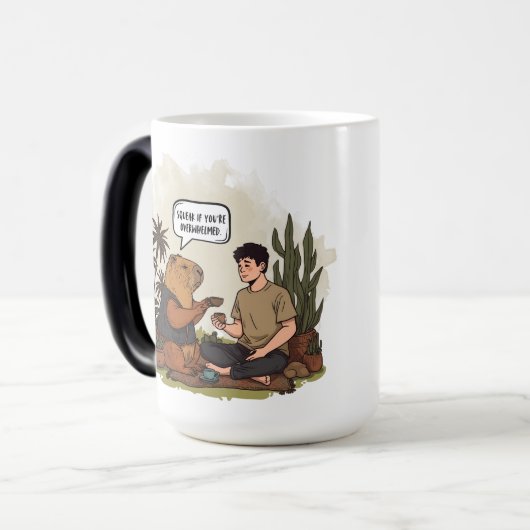 Capybara Therapy Time Squeak If You're Overwhelmed Magische Mok (Voorkant links)